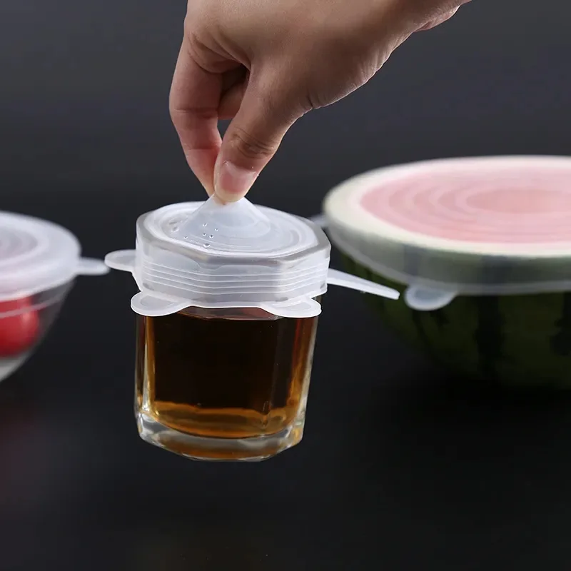 6 Couvercles en Silicone Alimentaire Extensible Réutilisable Durable