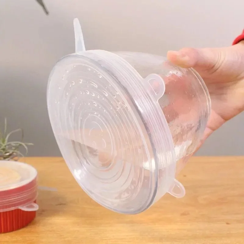6 Couvercles en Silicone Alimentaire Extensible Réutilisable Durable