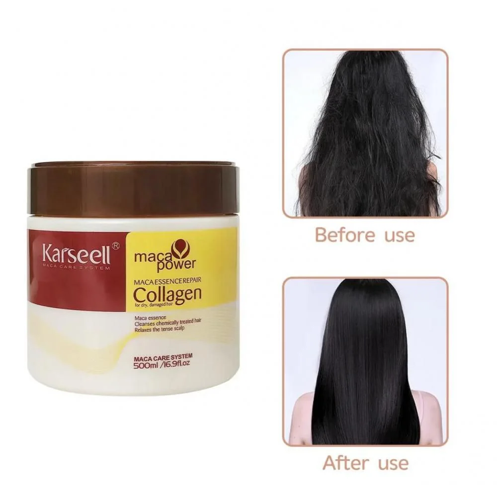 Karseell Traitement capillaire au collagène Réparation profonde Huile d'argan Collagène 500 ml