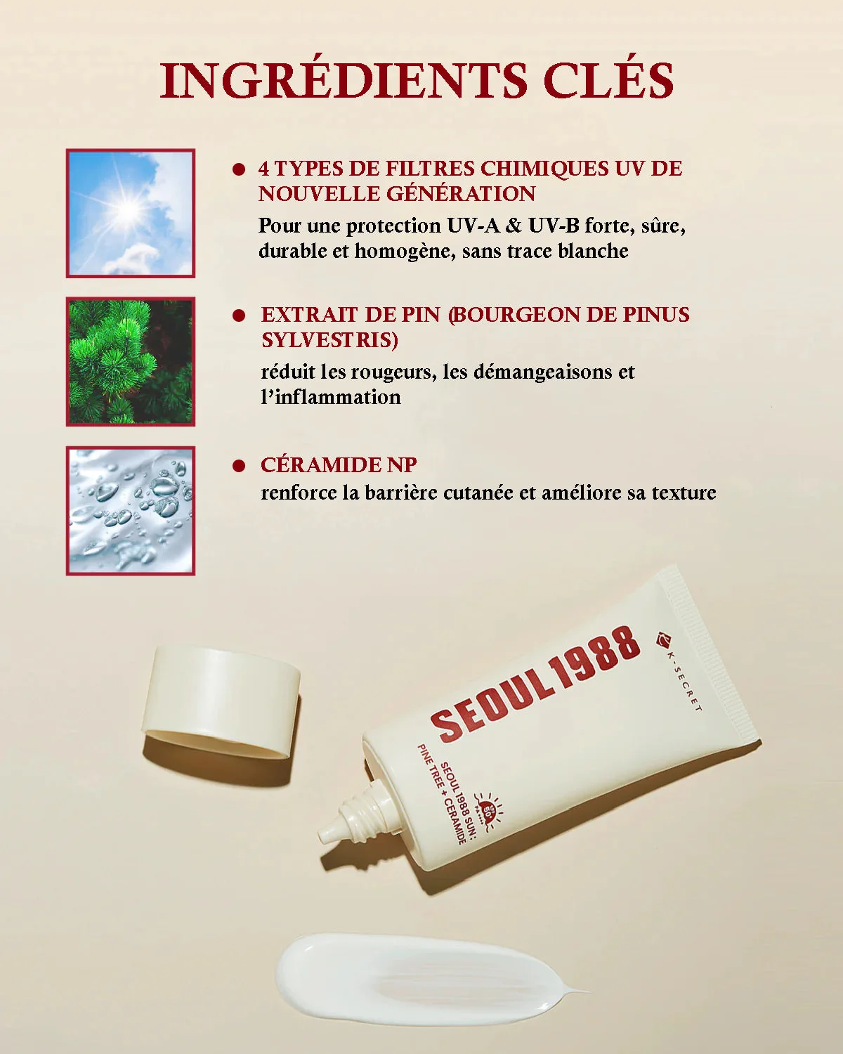 SEOUL 1988 – ÉCRAN SOLAIRE PINE TREE + CERAMIDE SPF 50+ PA++++ (50 ML)