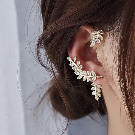 مجموعة (4 قطع) حلق كاف للأذن بشكل ورقة ✨🍃 leaf ear cuff