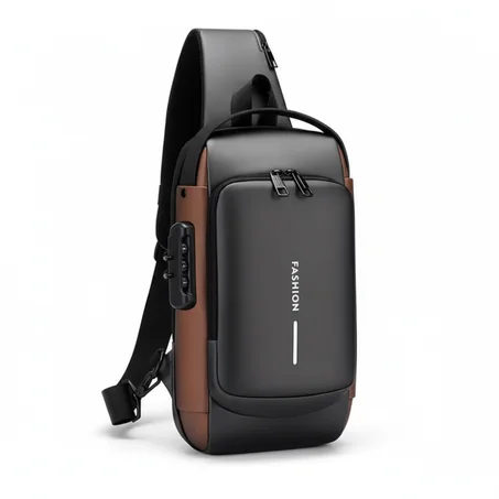 Sac à Dos Bandoulière Antivol avec Port USB & Serrure à Code