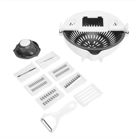 قطّاعة خضروات متعددة الوظائف 9 في 1 مع سلة تصفية