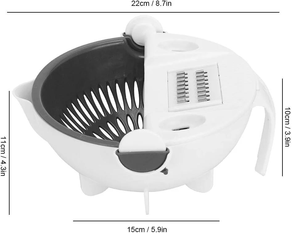 قطّاعة خضروات متعددة الوظائف 9 في 1 مع سلة تصفية