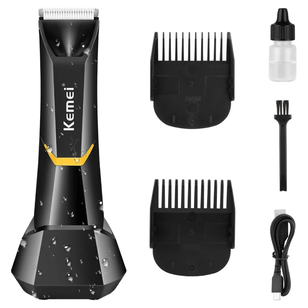 KEMEI KM-1838 ماكينة حلاقة كهربائية لاسلكية متعددة الوظائف، قابلة للغسل، لمنطقة العانة والجسم، للرجال والنساء