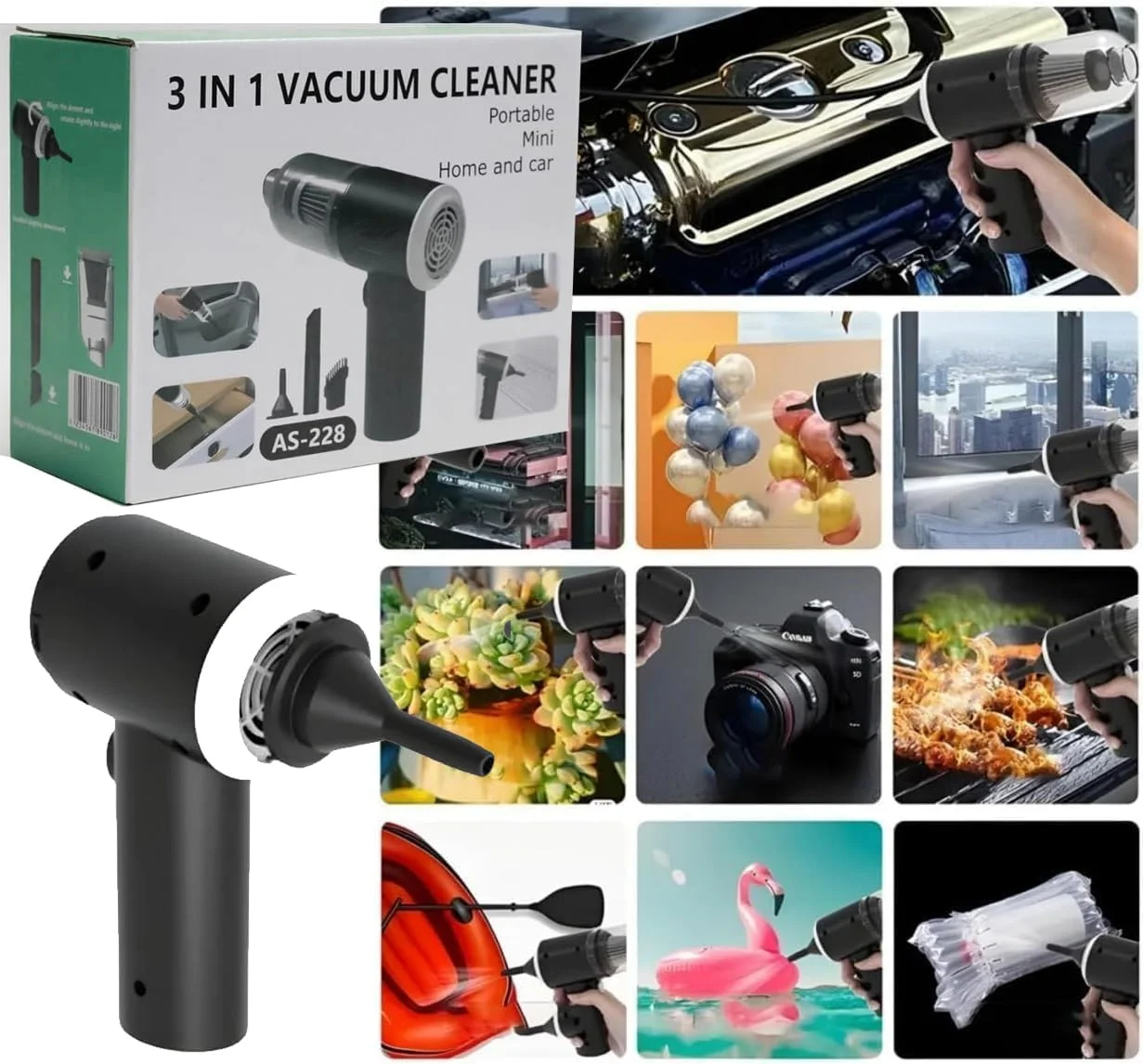 مكنسة كهربائية للسيارة 3 في 1