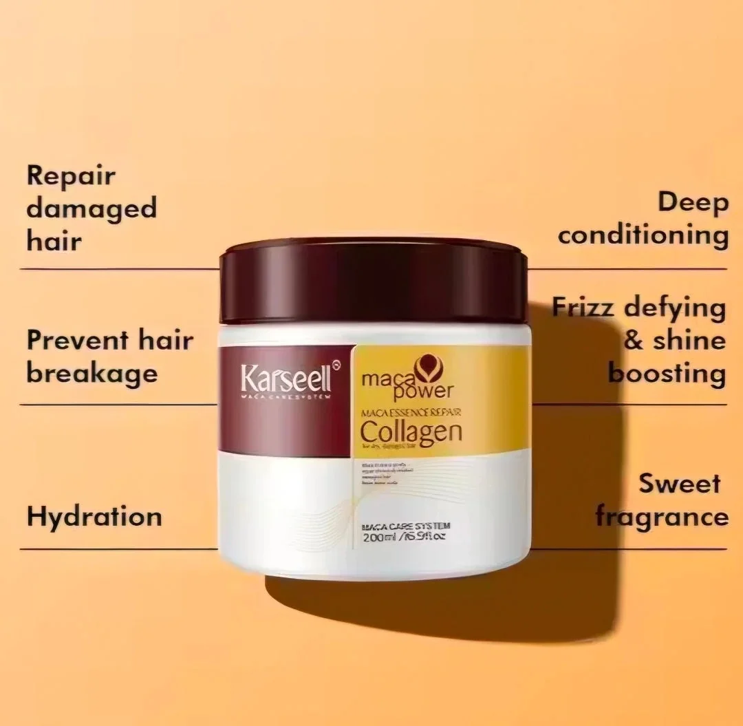 قناع الشعر بالكولاجين لإصلاح الشعر بخلاصة الماكا