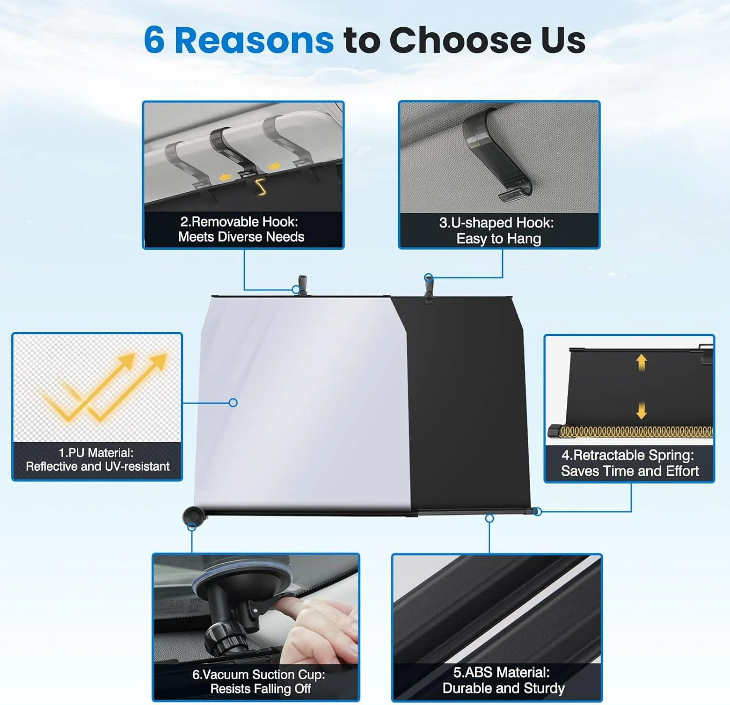 مظلة شمسية قابلة للسحب للزجاج الأمامي