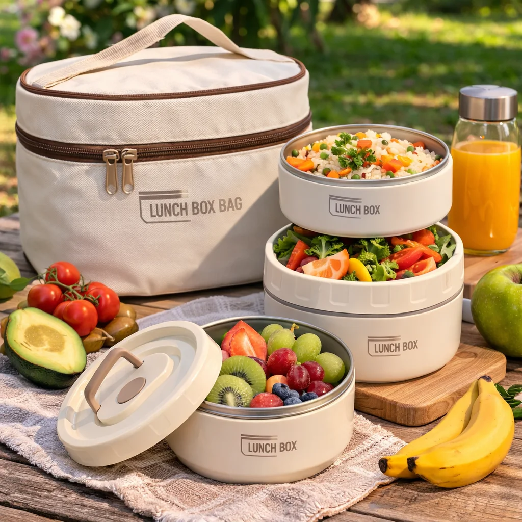 صندوق غداء حراري مع حقيبة محمولة