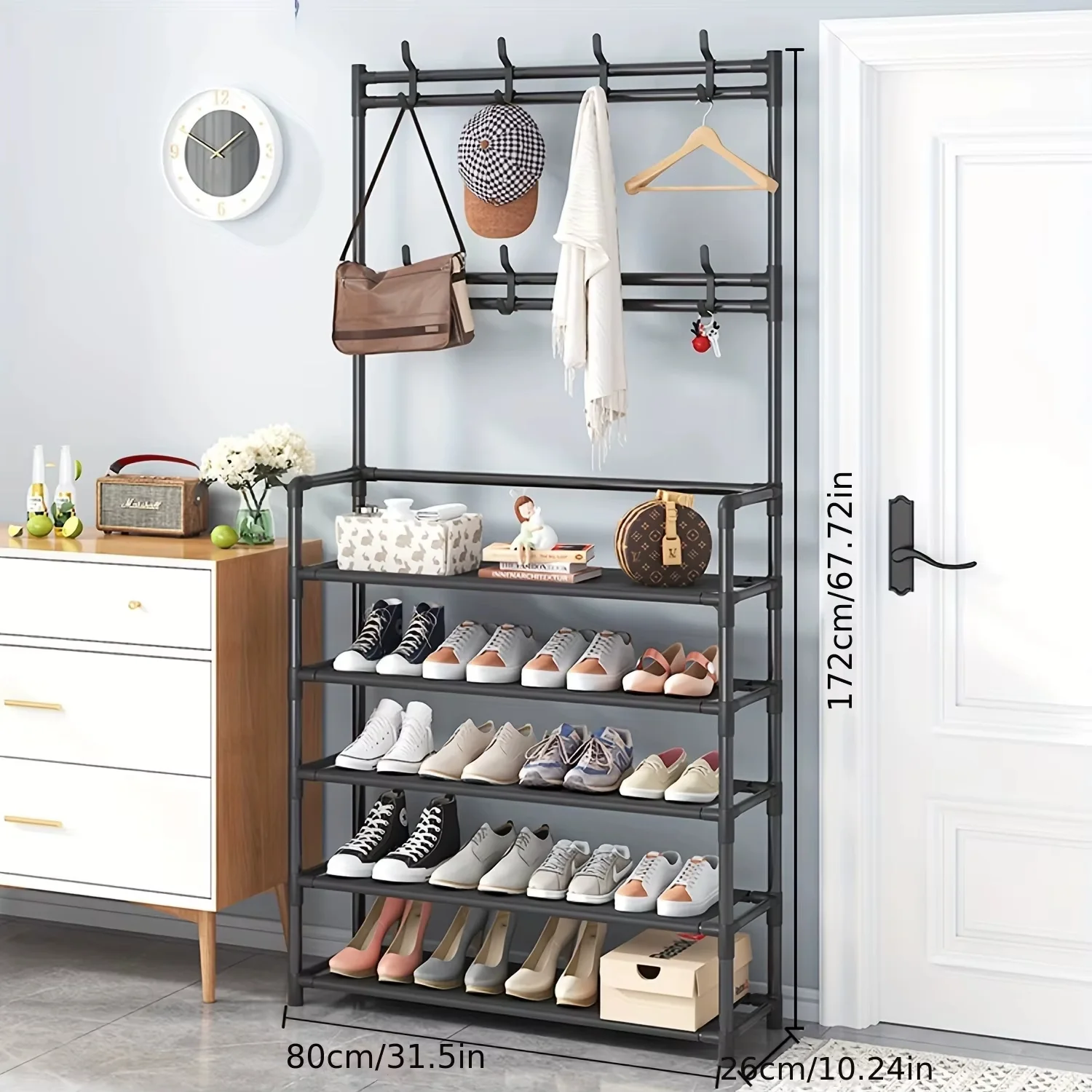 منظم الأحذية والملابس للمدخل