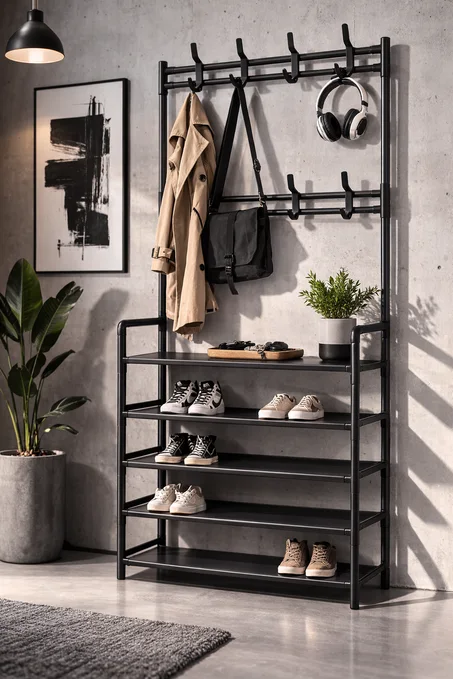 منظم الأحذية والملابس للمدخل