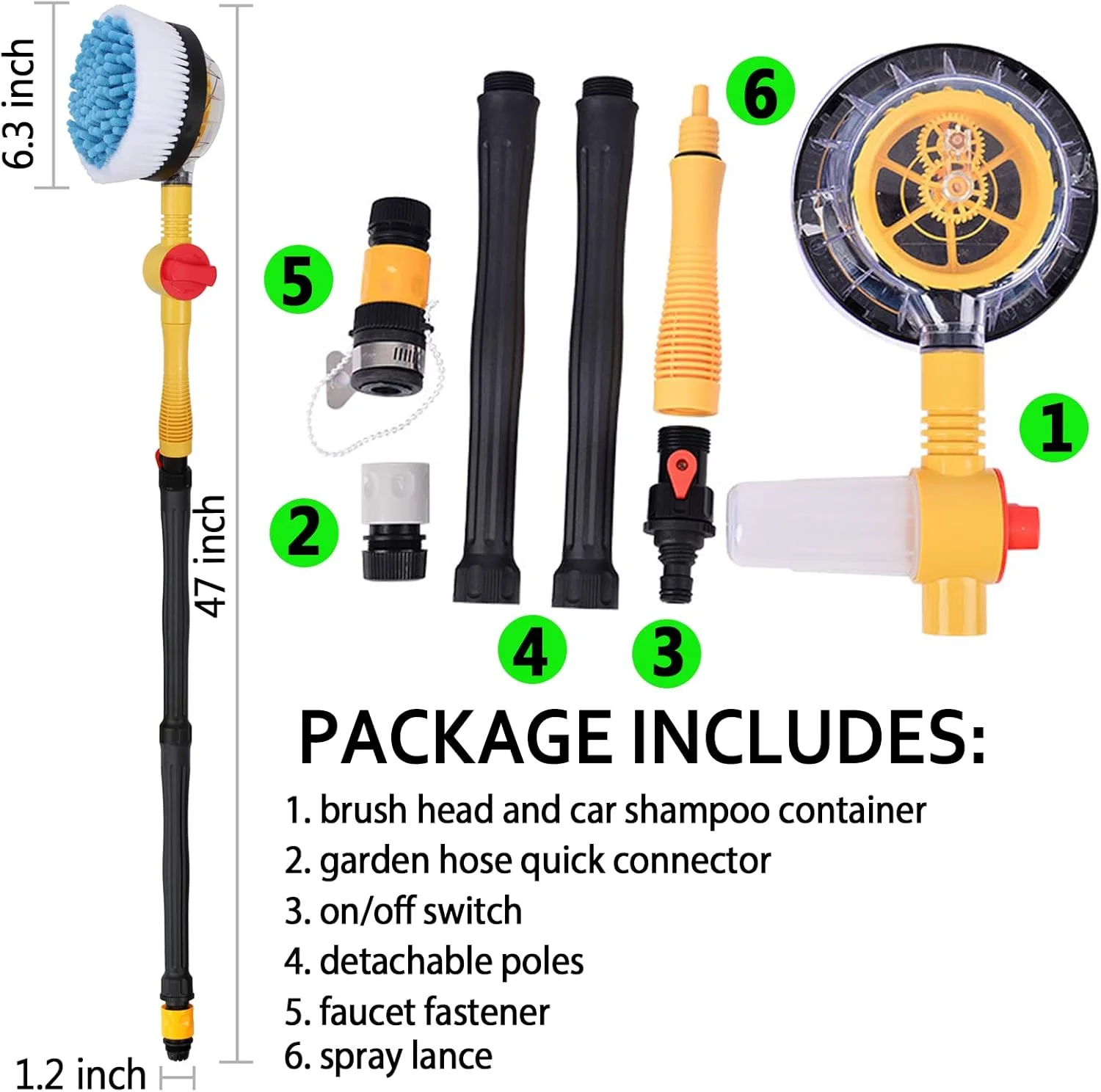 فرشاة غسيل سيارات أوتوماتيكية دوارة 360°