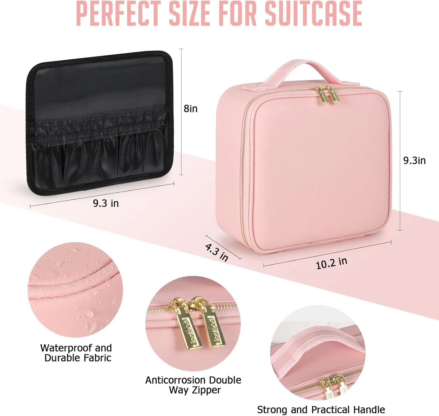 شنطة مكياج للسفر مع مرآة مضيئة