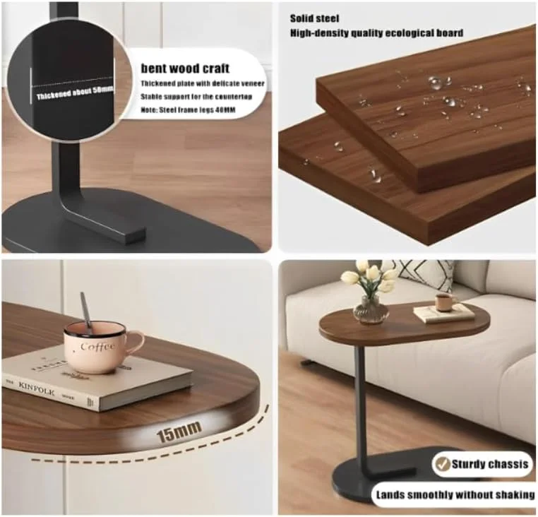 طاولة قهوة بسطح من الخشب والرخام