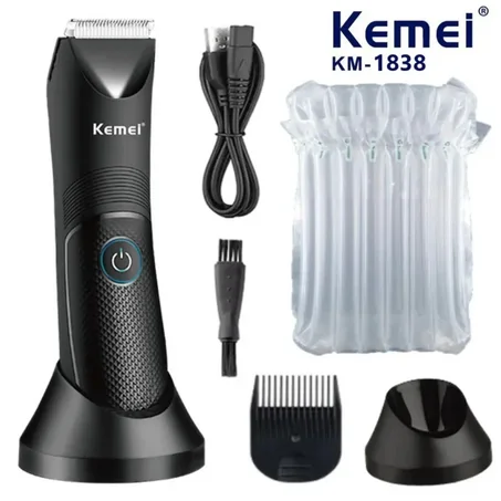 KEMEI KM-1838 ماكينة حلاقة كهربائية لاسلكية متعددة الوظائف، قابلة للغسل، لمنطقة العانة والجسم، للرجال والنساء