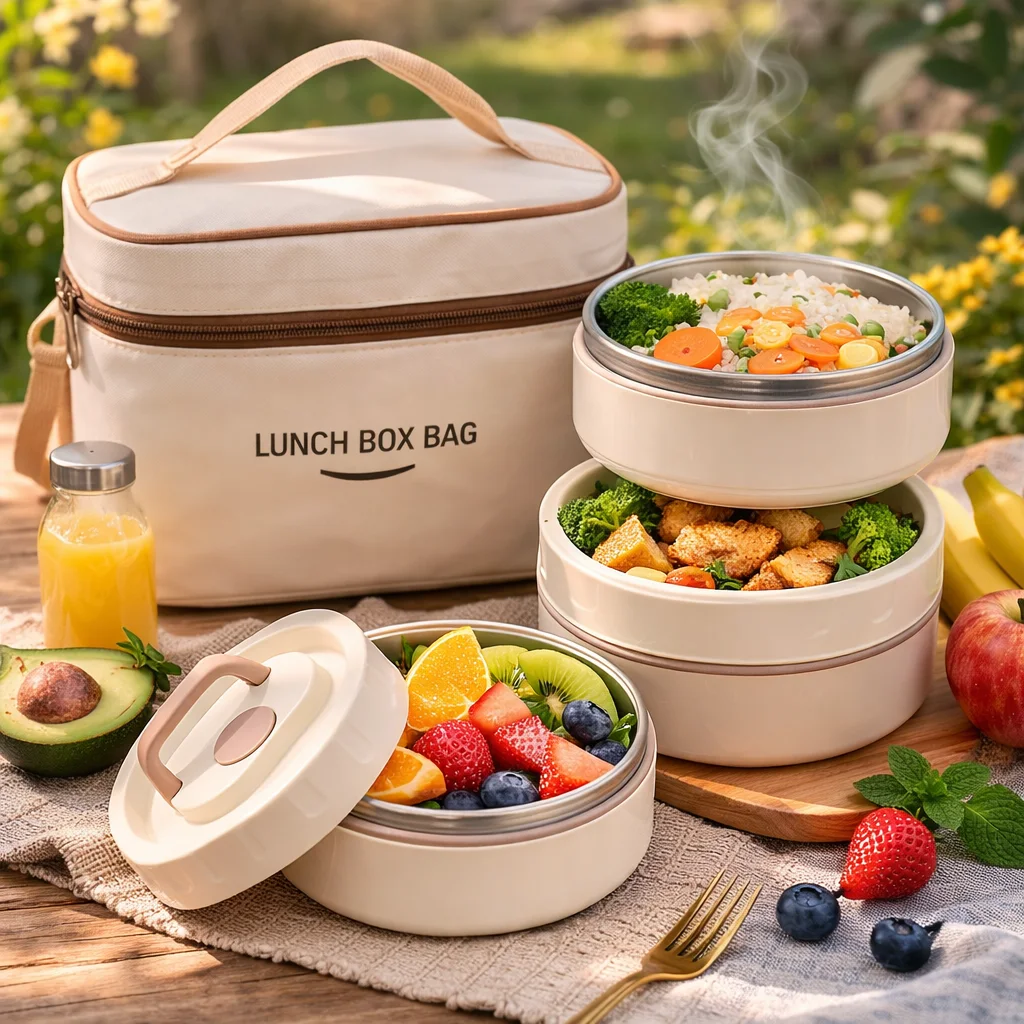 صندوق غداء حراري مع حقيبة محمولة