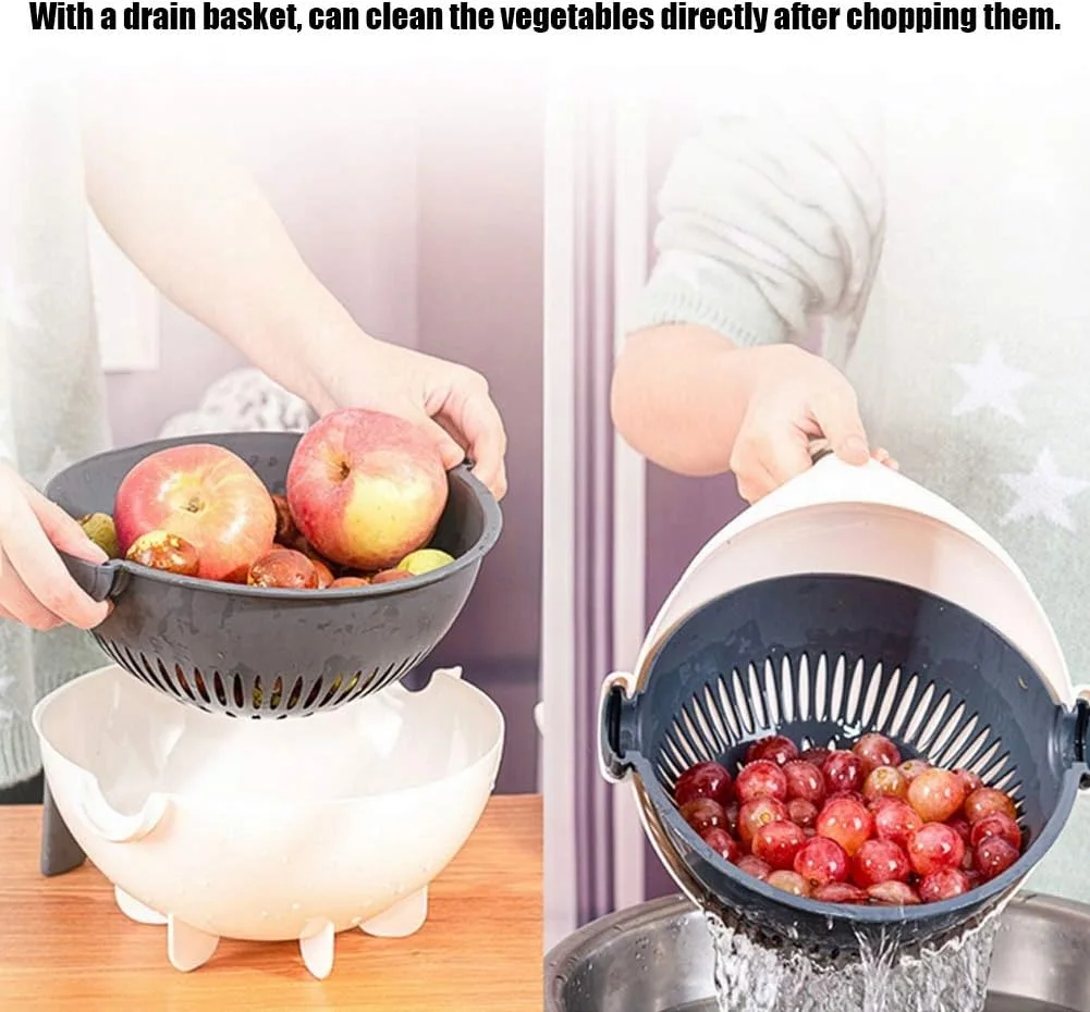 قطّاعة خضروات متعددة الوظائف 9 في 1 مع سلة تصفية