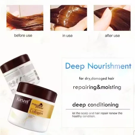 قناع الشعر بالكولاجين لإصلاح الشعر بخلاصة الماكا