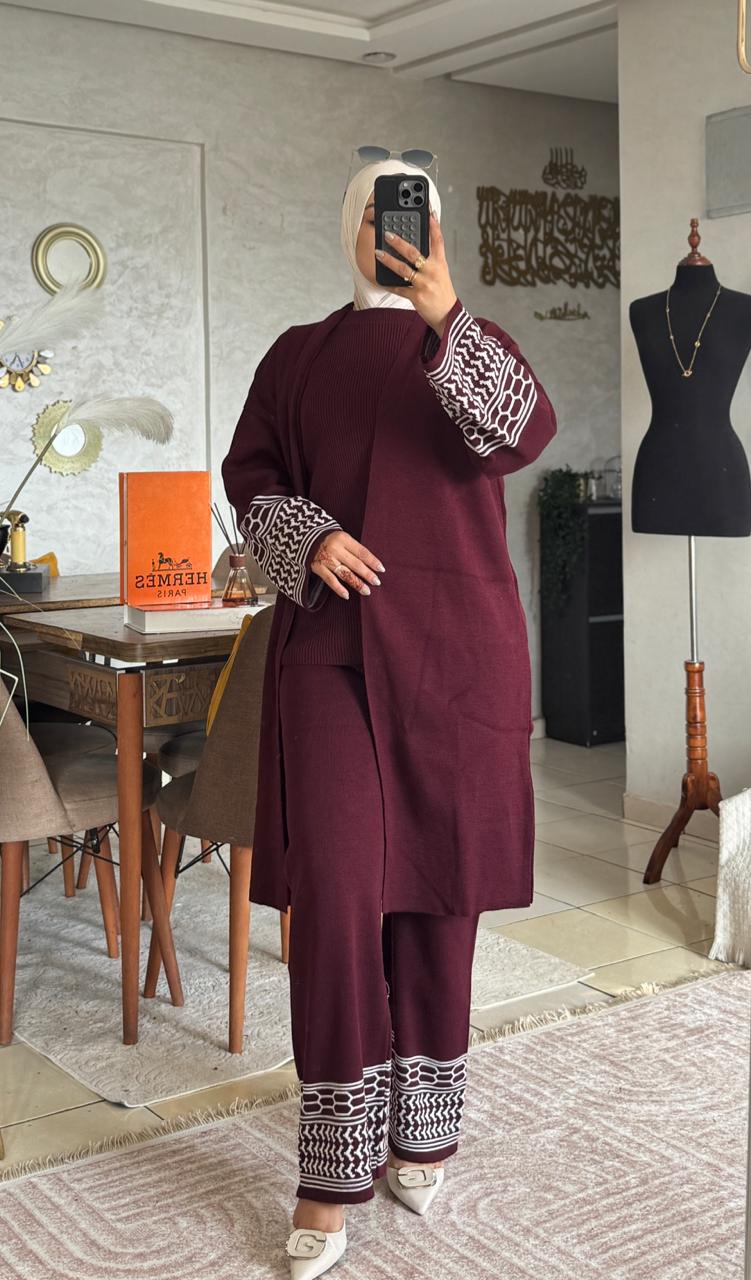 أنصومبل طقم 3 بياس بحلة جديدة مختلفة كاب طويل +سروال عريض ناعم+جيلي صوفي 🌸  تصميم تركي متميز جودة عالية مضمونة