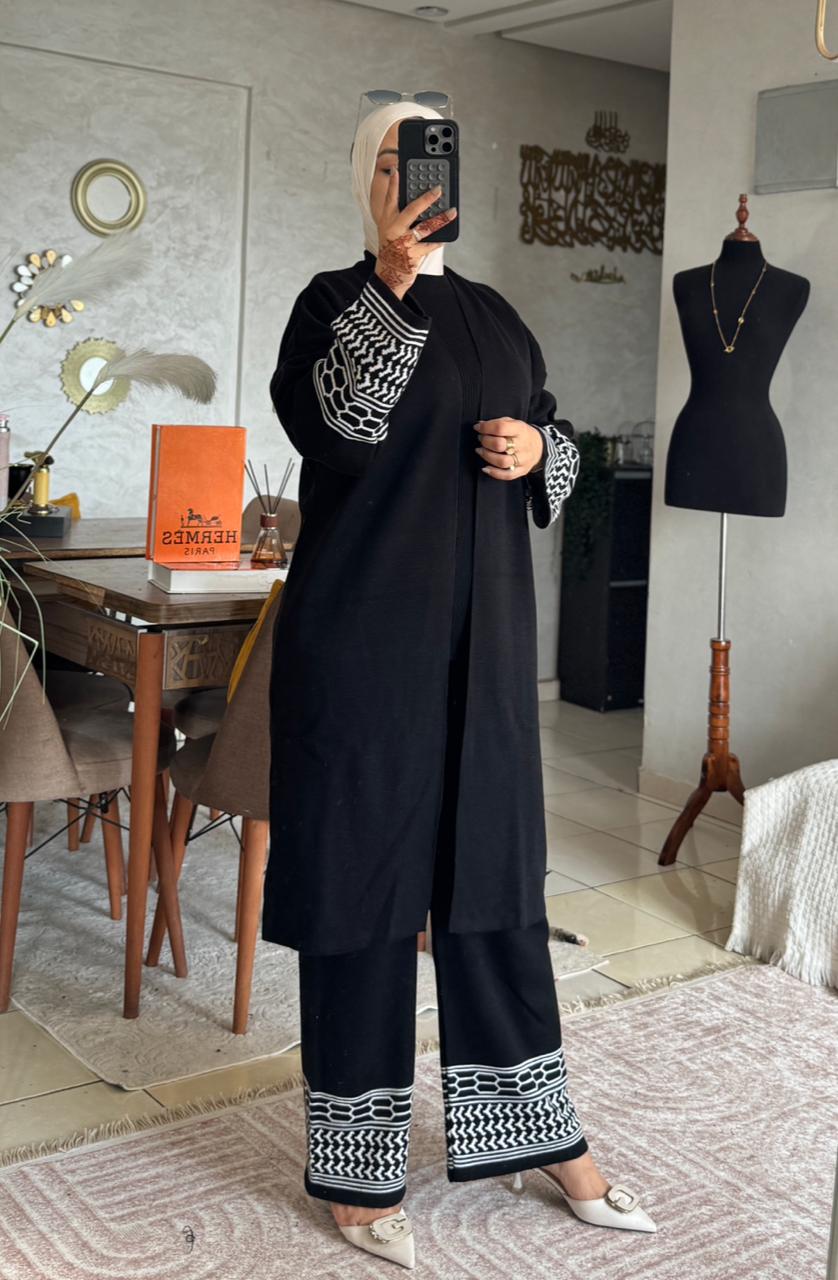 أنصومبل طقم 3 بياس بحلة جديدة مختلفة كاب طويل +سروال عريض ناعم+جيلي صوفي 🌸  تصميم تركي متميز جودة عالية مضمونة