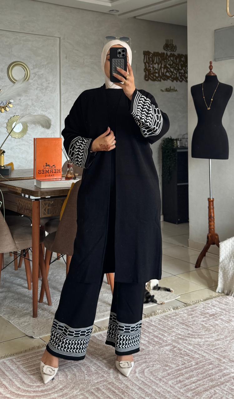 أنصومبل طقم 3 بياس بحلة جديدة مختلفة كاب طويل +سروال عريض ناعم+جيلي صوفي 🌸  تصميم تركي متميز جودة عالية مضمونة