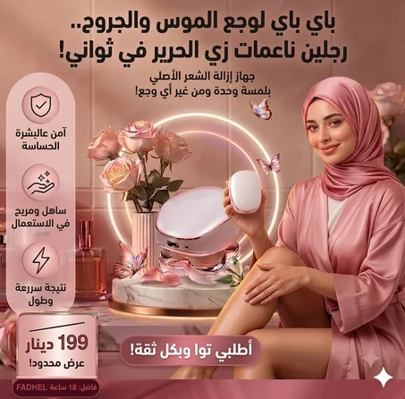 جهاز إزلة الشعر… نعومة من غير وجع ✨