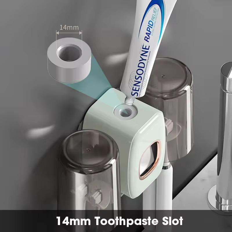Distributeur de dentifrice mural avec gobelet magnétique transparent