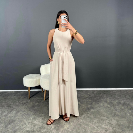 Combinaisons beige pour femmes , ceinture sexy et unicolore.