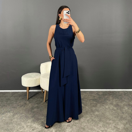 Combinaisons bleu pour femmes , ceinture sexy et unicolore.