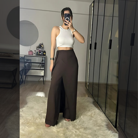 Pantalon marron Frenchy Imma’s – Un pantalon confortable pour femme.