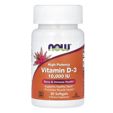 NOW Foods, Vitamine D3, Haute efficacité, 10 000 UI, 30 capsules à enveloppe molle