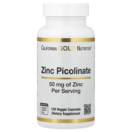 California Gold Nutrition, Picolinate de zinc, 50 mg, 120 gélules végétales