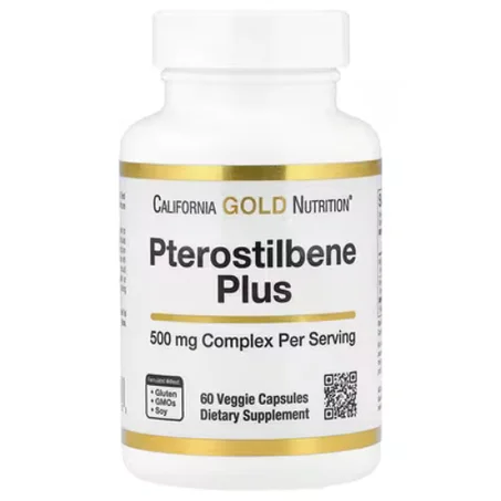 California Gold Nutrition, Pterostilbene Plus with Wild Blueberry Powder, Pterostilben Plus mit Wilde-Heidelbeer-Pulver, 60 pflanzliche Kapseln