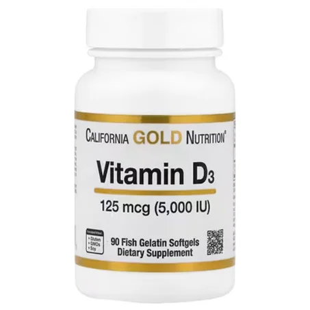 California Gold Nutrition, Vitamin D3, 125 mcg (5.000 IU), 90 Fischgelatine-Weichkapseln