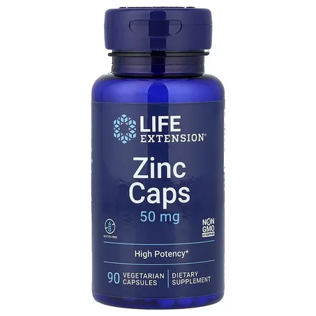 Life Extension, Zinc Caps, Haute efficacité, 50 mg, 90 capsules végétariennes