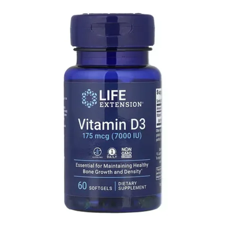 Life Extension, Vitamine D3, 175 µg (7000 UI), 60 capsules à enveloppe molle