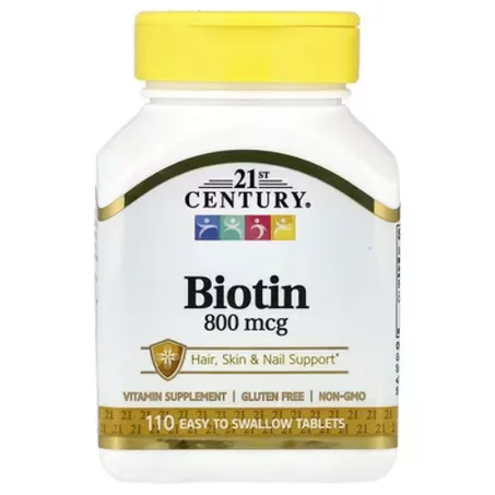 21st Century, Biotine, 800 µg, 110 comprimés à avaler faciles