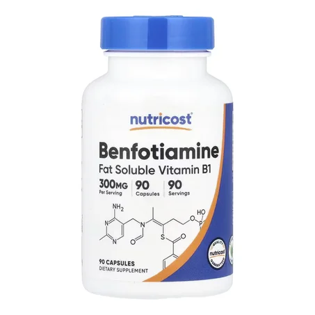Nutricost, Bénofotiamine, Vitamine B1 liposoluble, 300 mg, 90 capsules