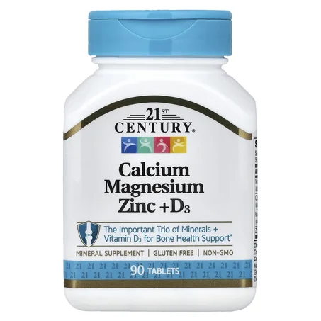 21st Century, Calcium, magnésium, zinc et vitamine D3, 90 comprimés