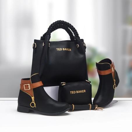 طاقم أنيق ومتكامل:  💼 صاك راقي + 👢 بوت عصري + 👜 محفظة أنيقة