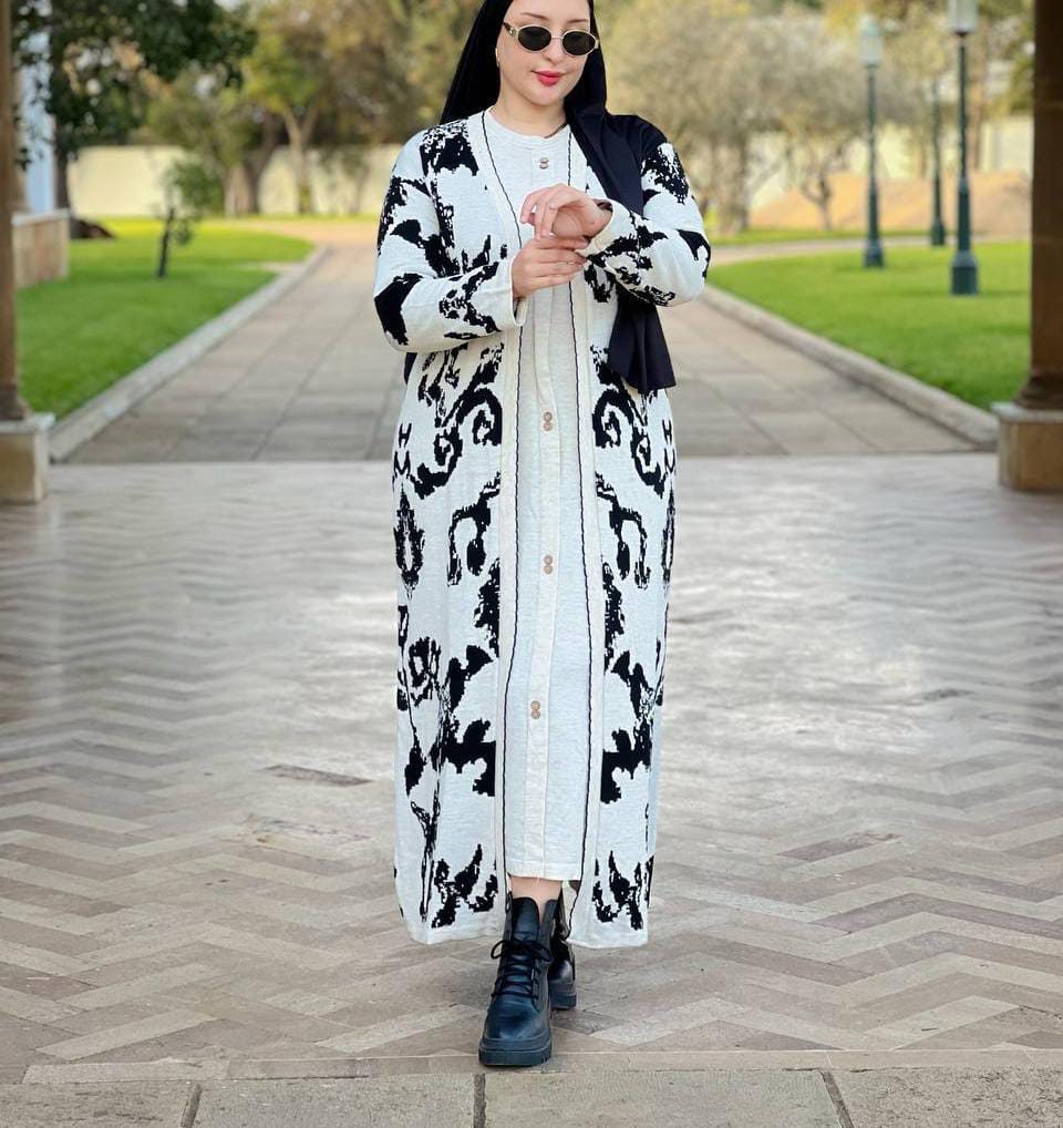 فستان داخلي بأكمام + كارديغان طويل