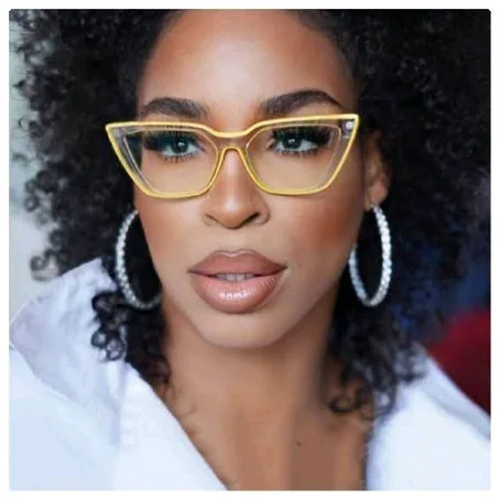 Yellow Clear Tr90 Plastic Titanium Optical Eyeglasses