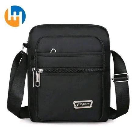 HUAHUA HUAHUA Men's Shoulder Bag Crossbody Bag Multi-layer Zipper Black