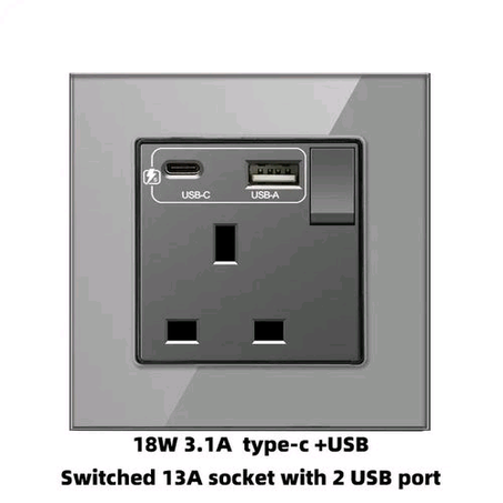 10pcs Of Simple Design 13A Wall Socket With USB Ports