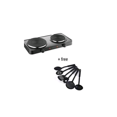 Electric Hot Plate_ Double Burner & 6 Pcs Non Stick Spoon