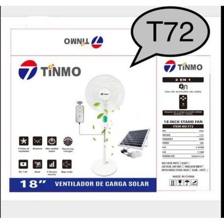 TINMO 18 Inches Rechargeable Standing fan + 12 Months Warranty + Solar Panel & 2 bulbs