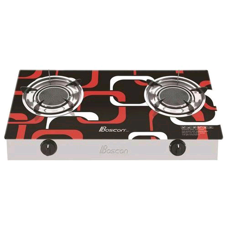 Boscon Infrared Tabletop Tempered Glass 2 Burner Gas Cooker-Auto Ignition