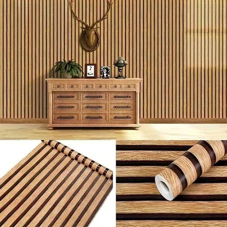 Whiterosy wallpapers Wood Grain PVC Self Adhesive 3D Effect Wallpaper - 3 SQM