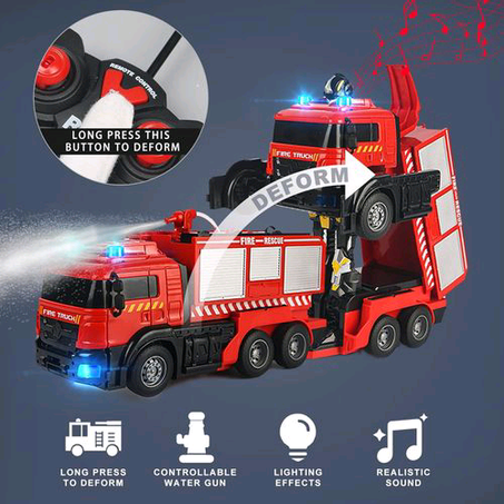 Remote Control Rechargeable Transformer Fire Truck Toy Car