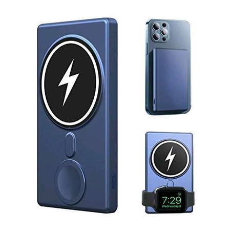 5000mAh Portable 3 in 1 Mag-safe Magnetic Wireless Charging Power Bank for iPhones, Samsungs and iWatch